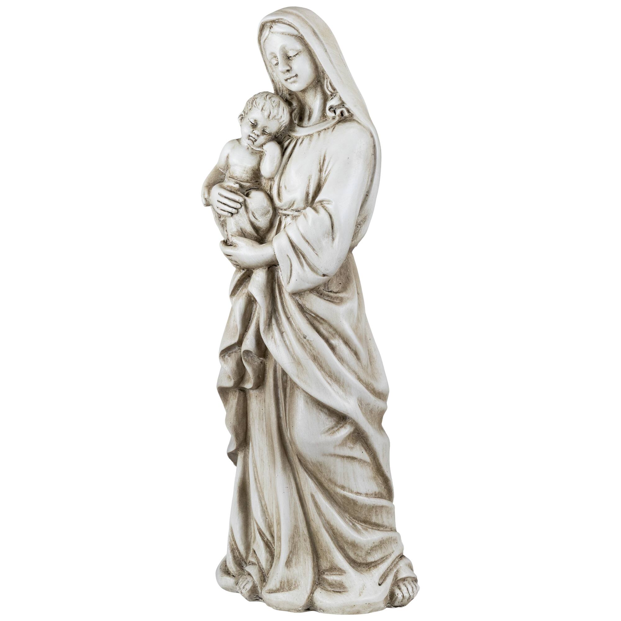 Standing Mary with Baby Jesus Statue - 14.5" - Beige